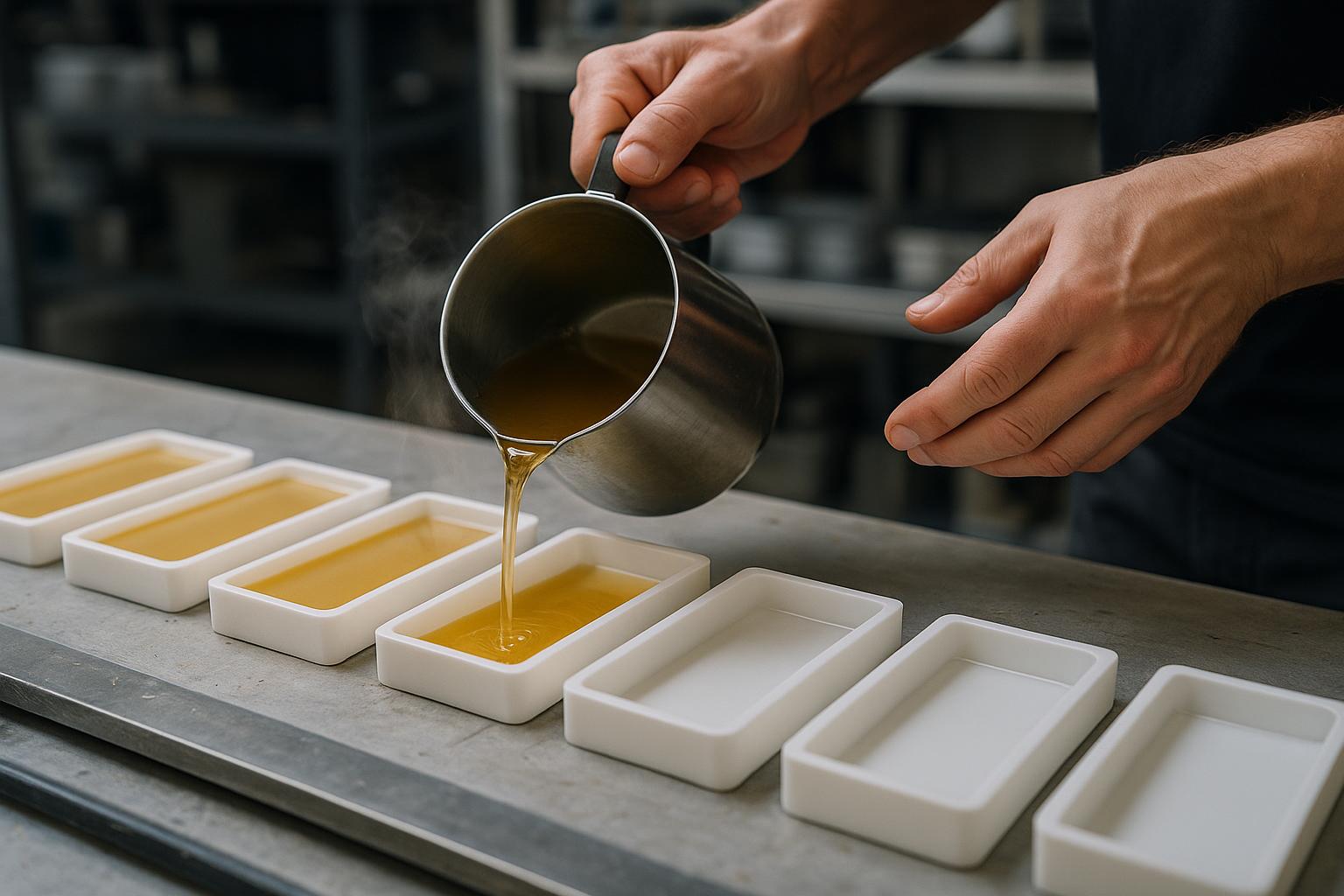 Pouring Molten Wax into Molds
